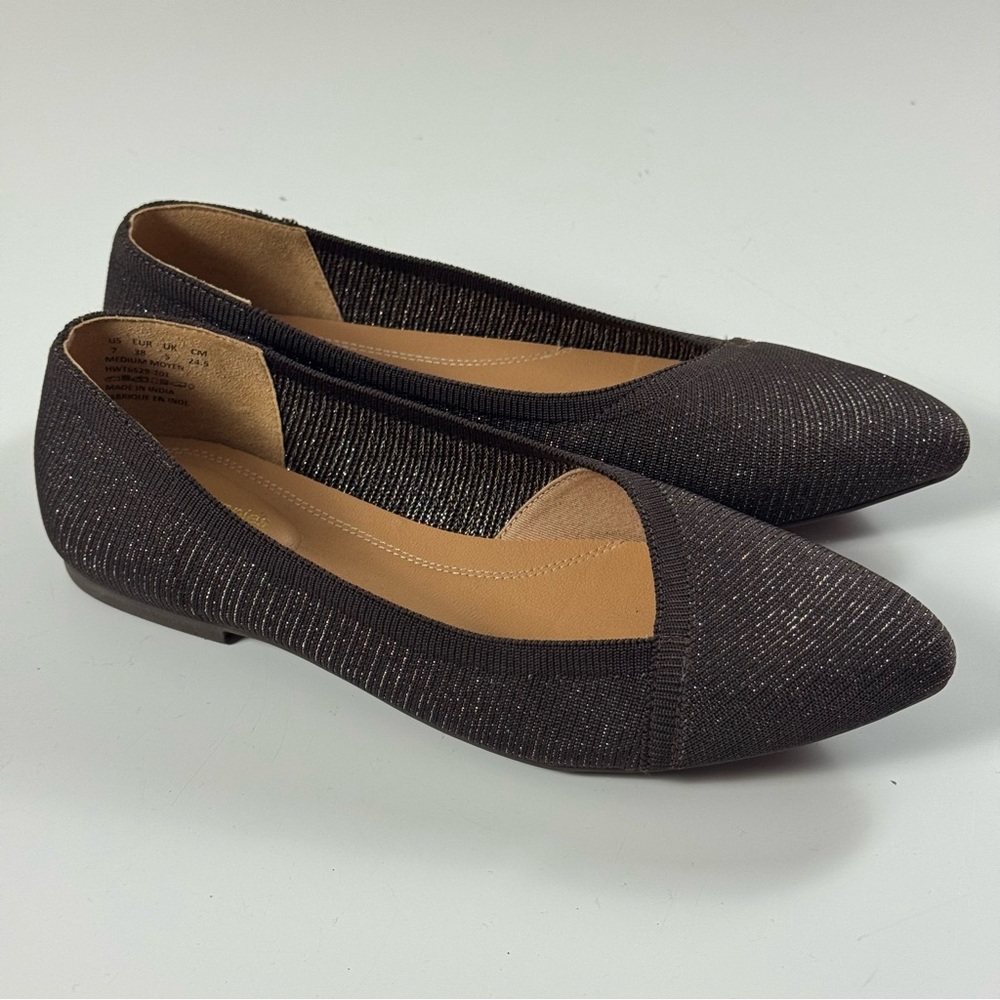 Hush Puppies Bounce Brown Loafers with Metallic Textured Upper Women Size 7